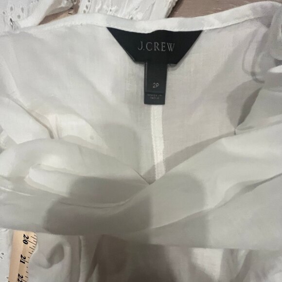J. Crew Petite White Eyelet Flutter Hem Dress - Picture 6 of 6